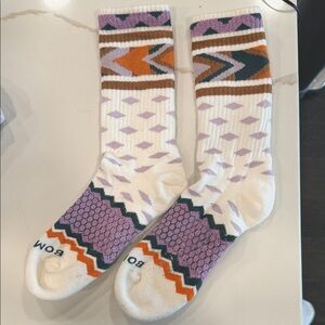 Bombas Patterned Crew Socks - Cream, Purple, and Orange